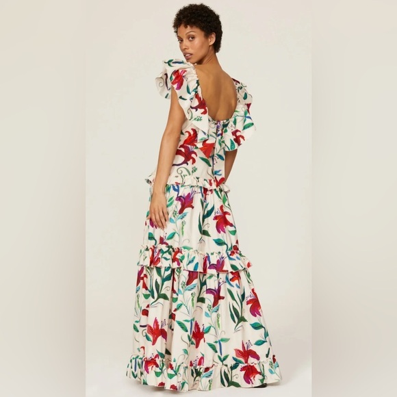 LA DoubleJ Red and Green Maxi Sundress with Flutter Sleeves - Picture 5 of 14